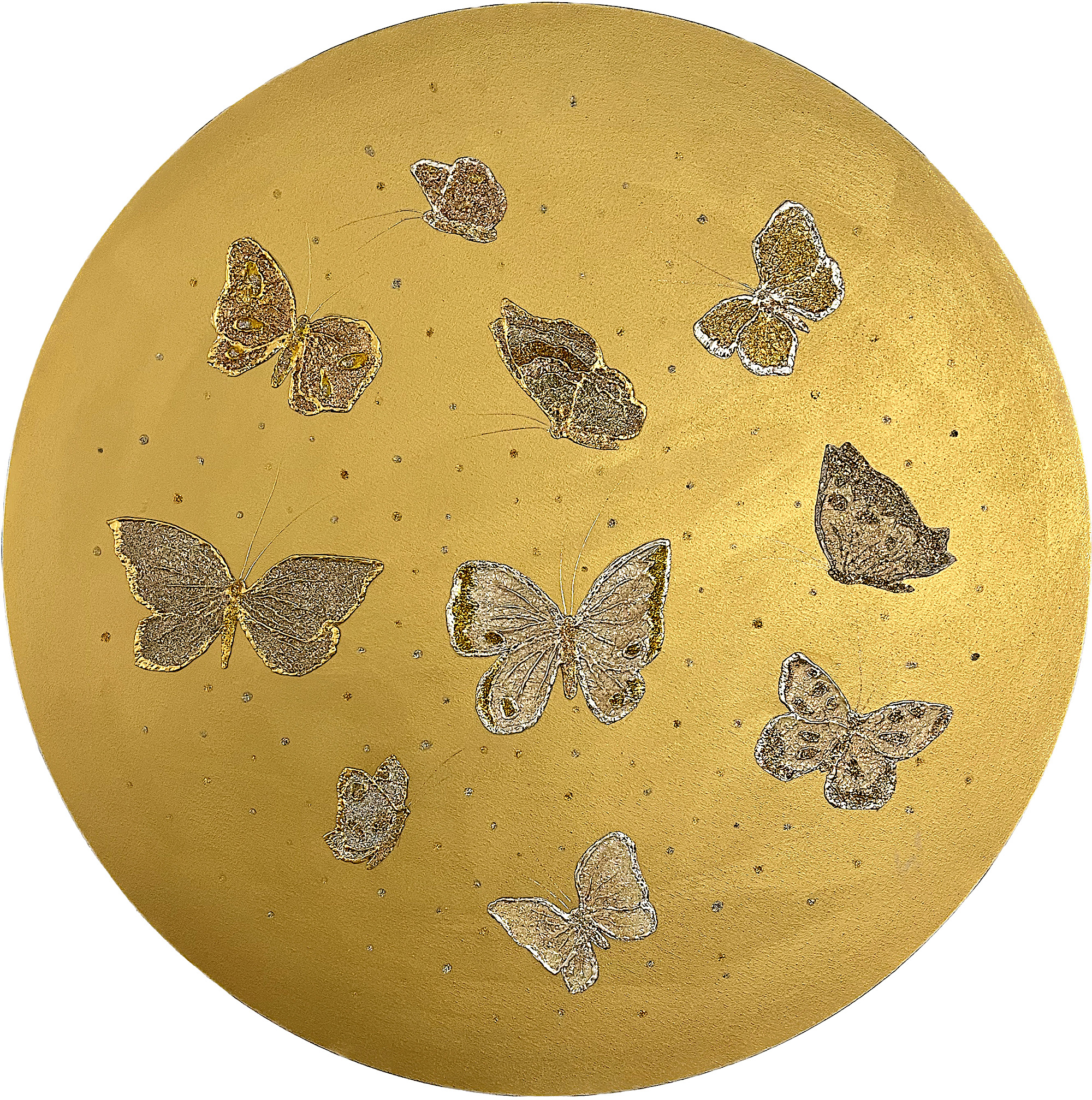 MAMI Images et Poésie, Air Papillon (technique mixte sur toile, 80 cm diamètre)